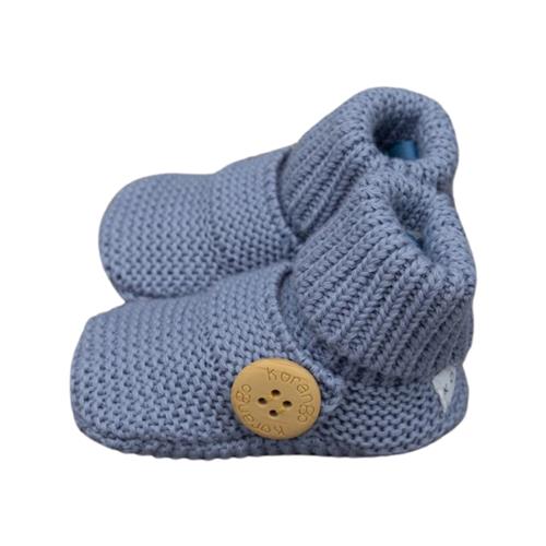 Korango Knitted Button Booties | Dusty Blue