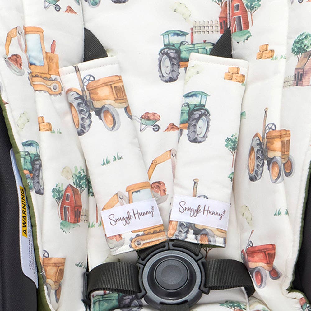 Snuggle Hunny - Diggers & Tractors Universal Reversible Pram Strap Covers
