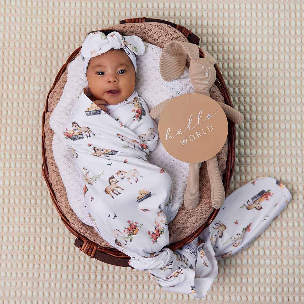 Snuggle Hunny | Pony Pals | Organic Jersey Wrap & Topknot Set