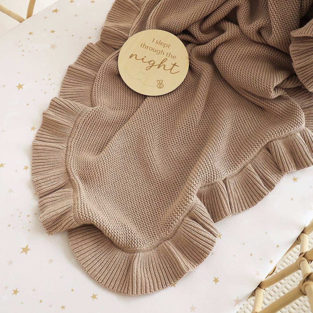 Snuggle Hunny - Hazelnut Ruffle Knit Organic Baby Blanket