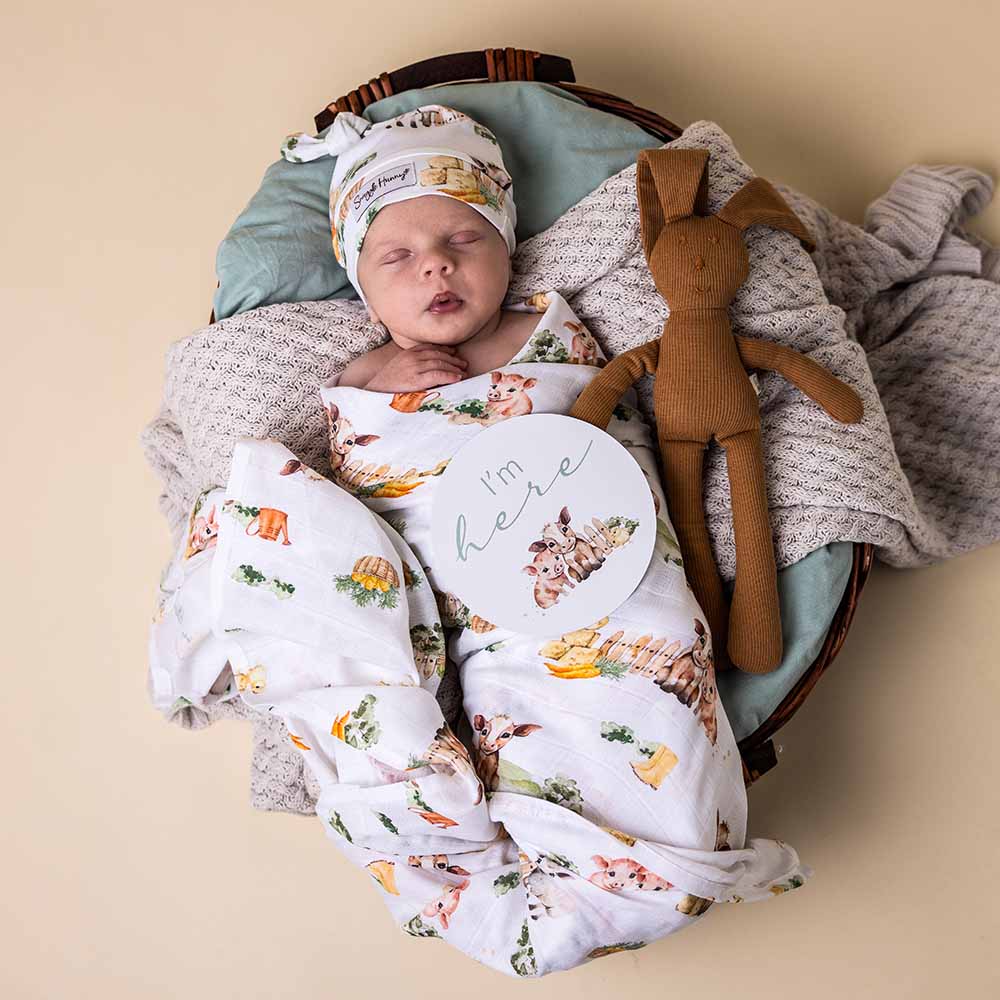 Snuggle Hunny | Organic Muslin Wrap | Farm