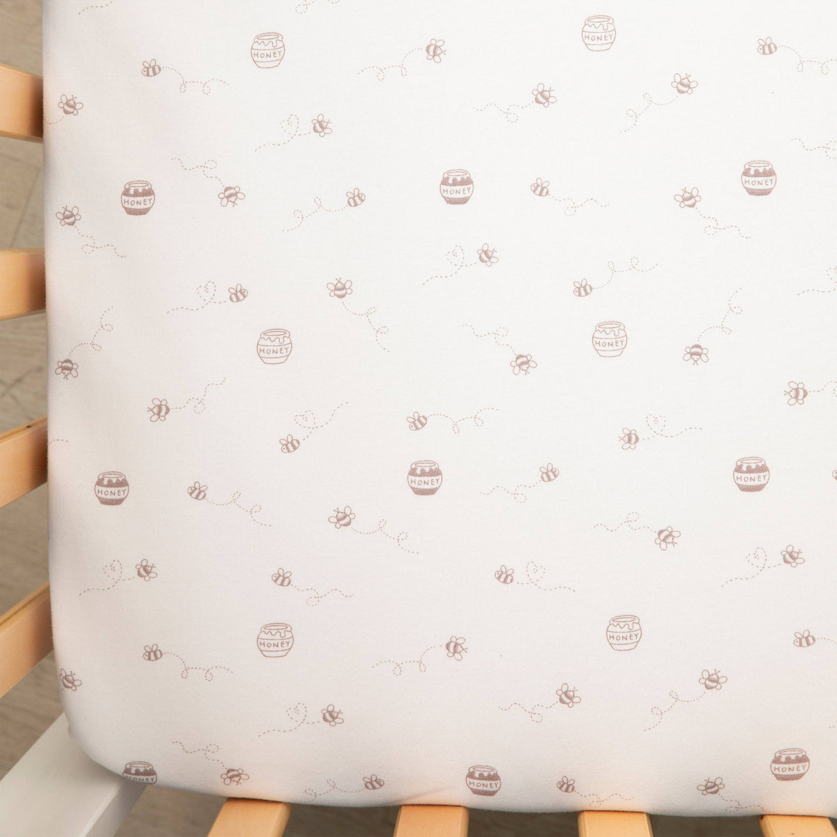 Living Textiles | Organic Jersey Cot Fitted Sheet Cuddly Bear 2 pack