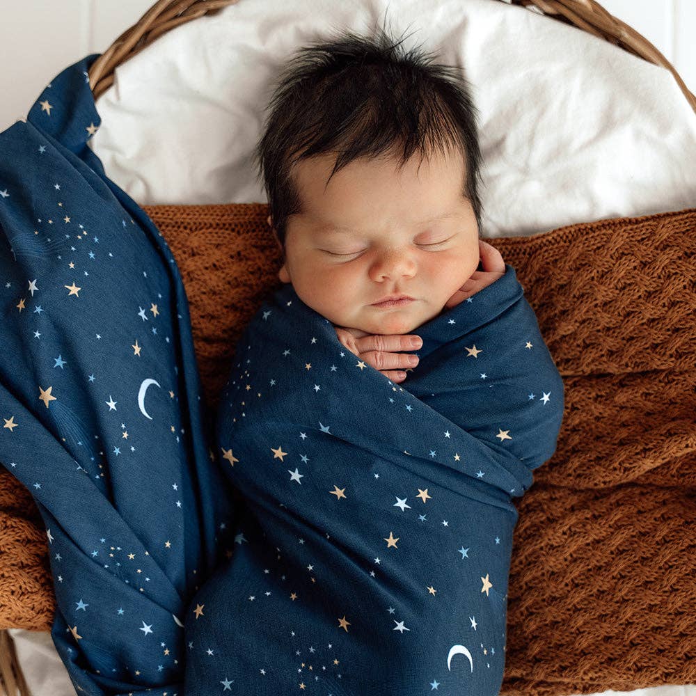Snuggle Hunny - Starry Night Organic Jersey Wrap & Beanie Set