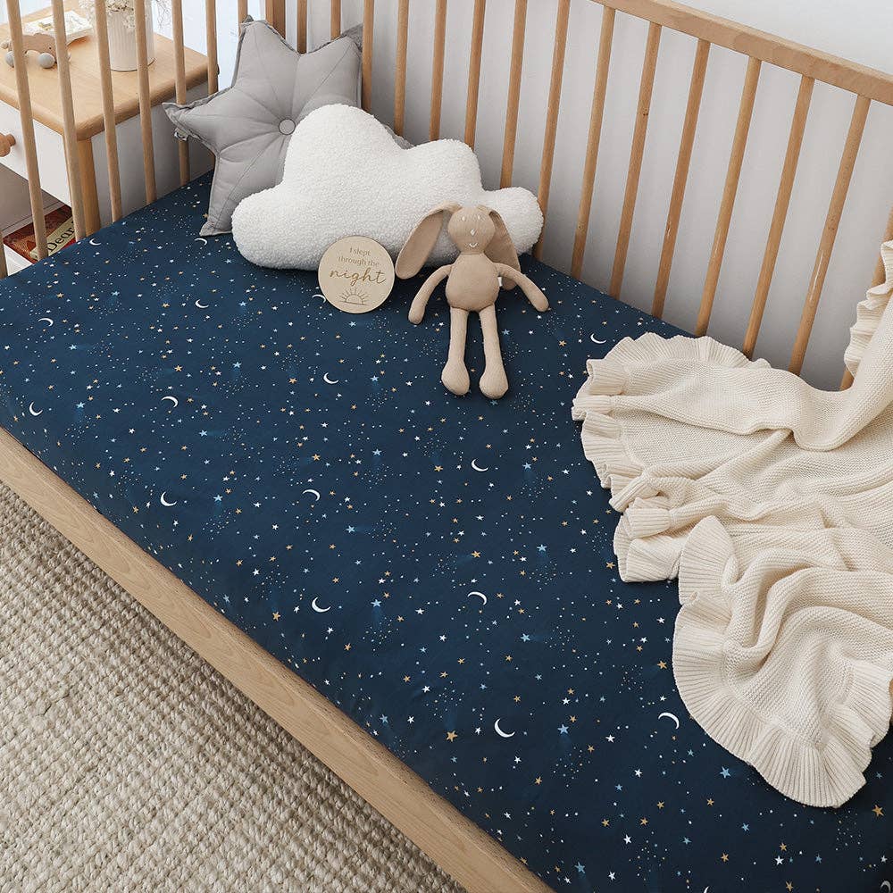 Snuggle Hunny - Starry Night Organic Fitted Cot Sheet