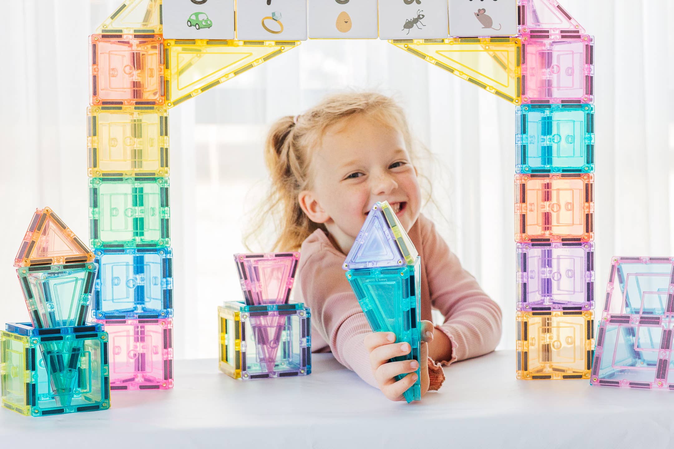 Learn & Grow Toys Magnetic Tiles | Pastel Builders Pack (112 Pc)