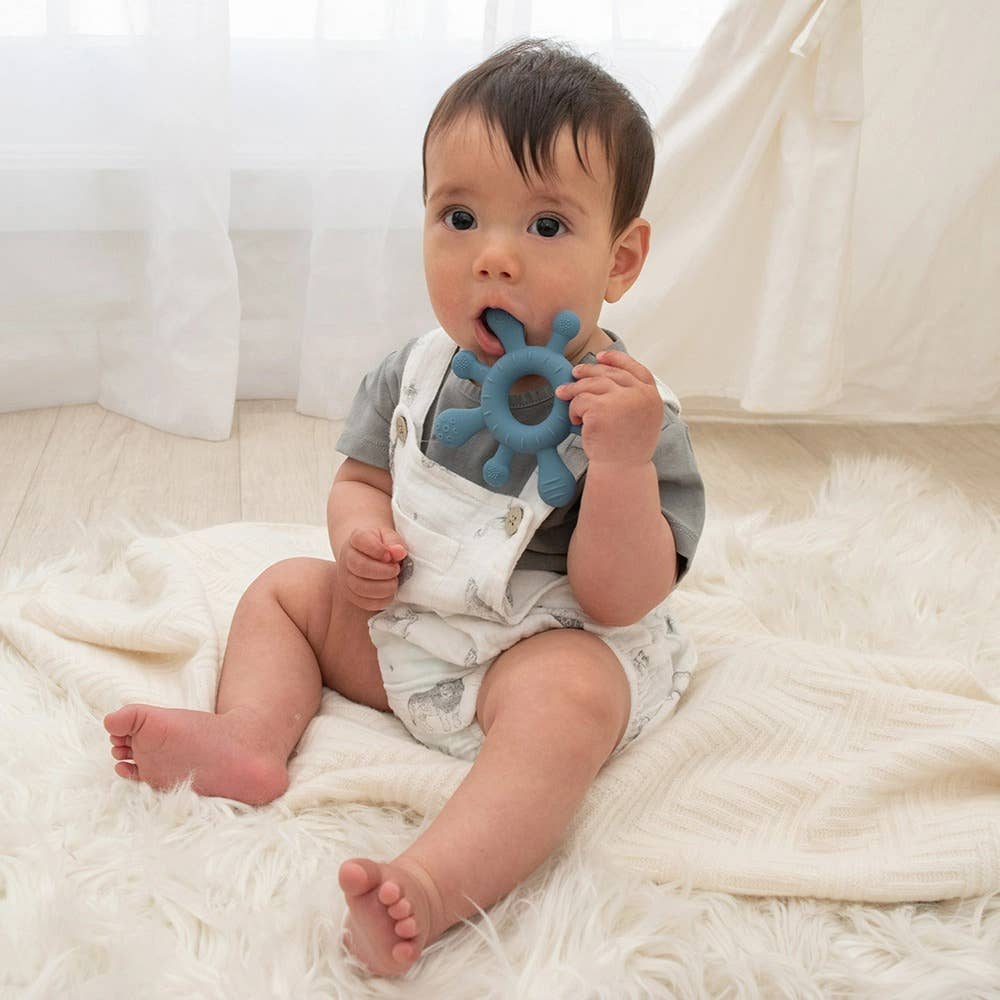 Living Textiles Silicone Splash Teether | Steel Blue