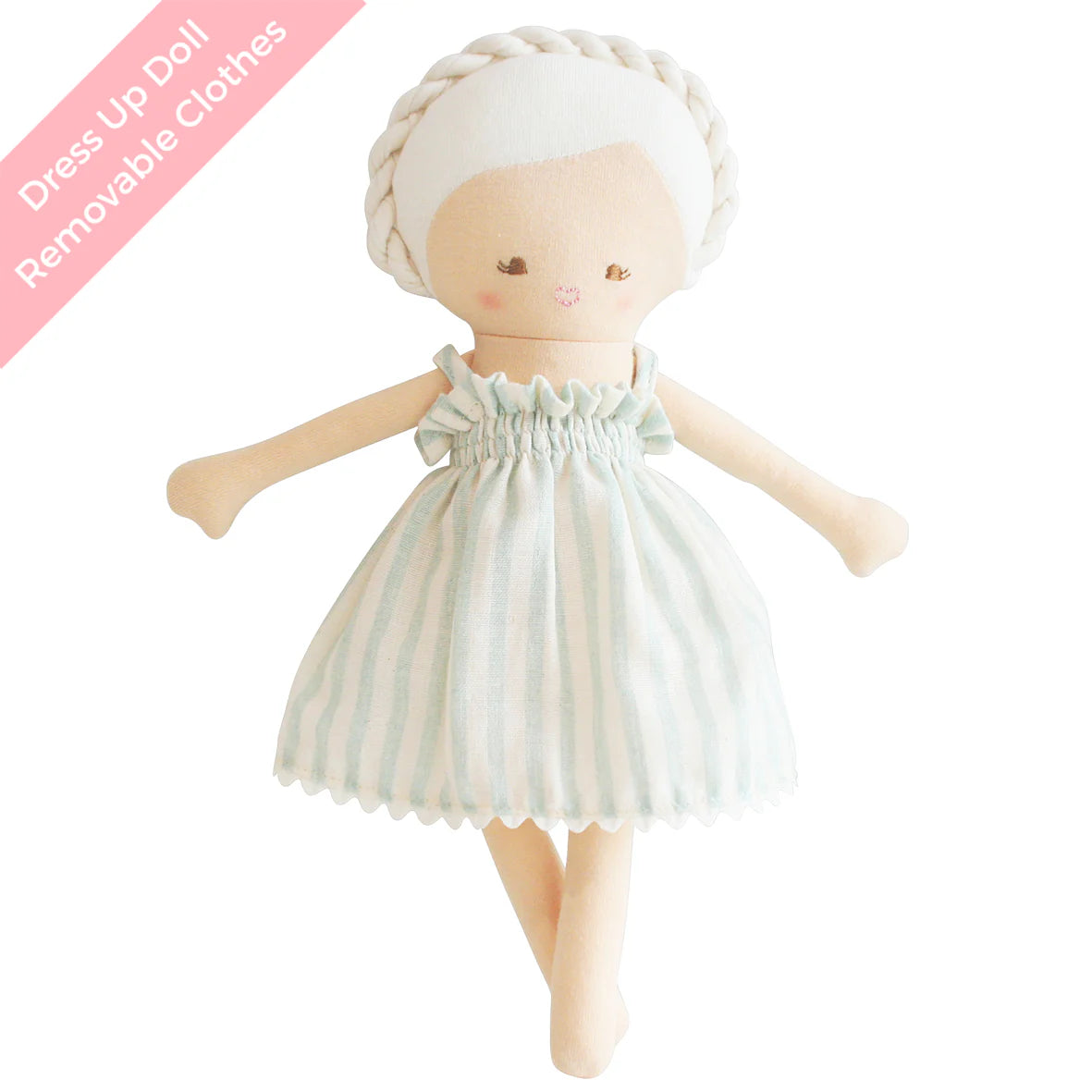 Alimrose Baby Daisy Doll 28cm Sage Stripe