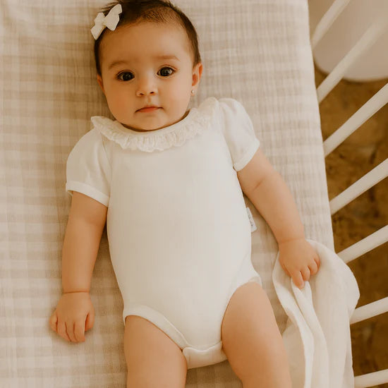 Aster & Oak | Ruffle Puff Onesie | White
