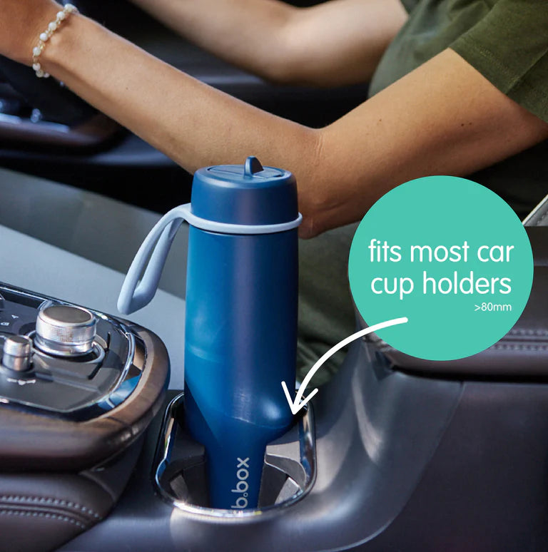 B.box 690 ml insulated flip-top bottle in midnight blue – leak‑proof stainless steel drink bottle with flip-sip lid, straw, triple insulation and carry loop