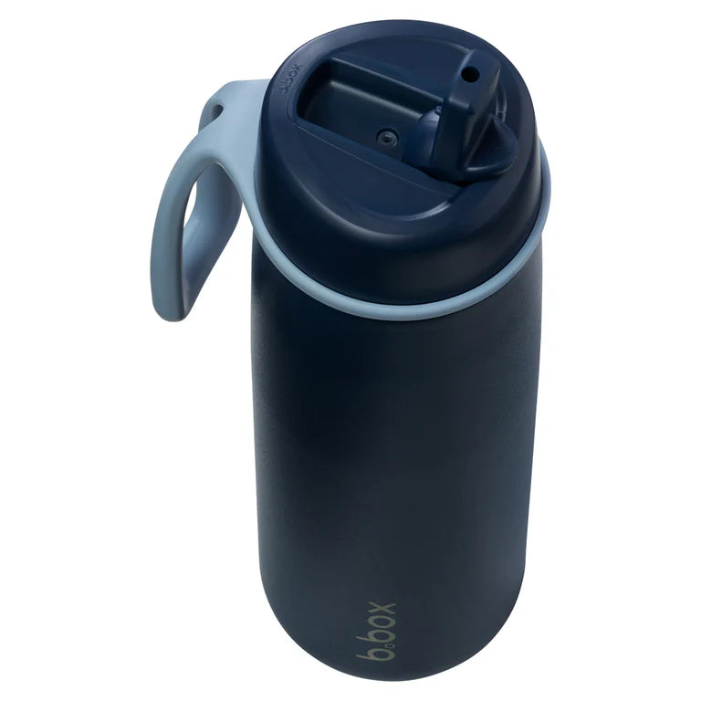 B.box 690 ml insulated flip-top bottle in midnight blue – leak‑proof stainless steel drink bottle with flip-sip lid, straw, triple insulation and carry loop