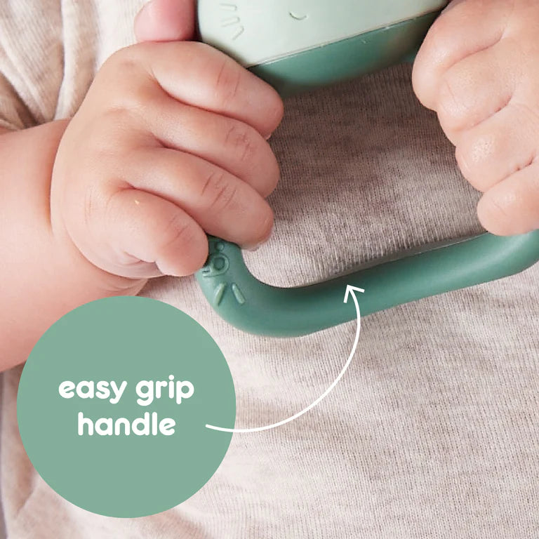 B.box Chill‑Fill teether in sage green – BPA‑free silicone chew toy with cool‑touch inners and easy‑grip rings