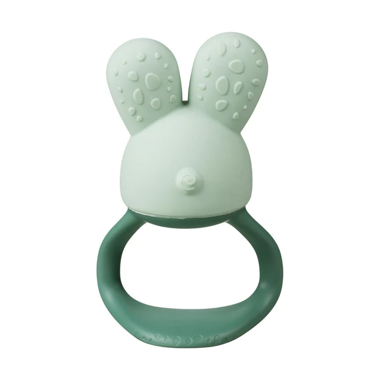 B.box Chill‑Fill teether in sage green – BPA‑free silicone chew toy with cool‑touch inners and easy‑grip rings
