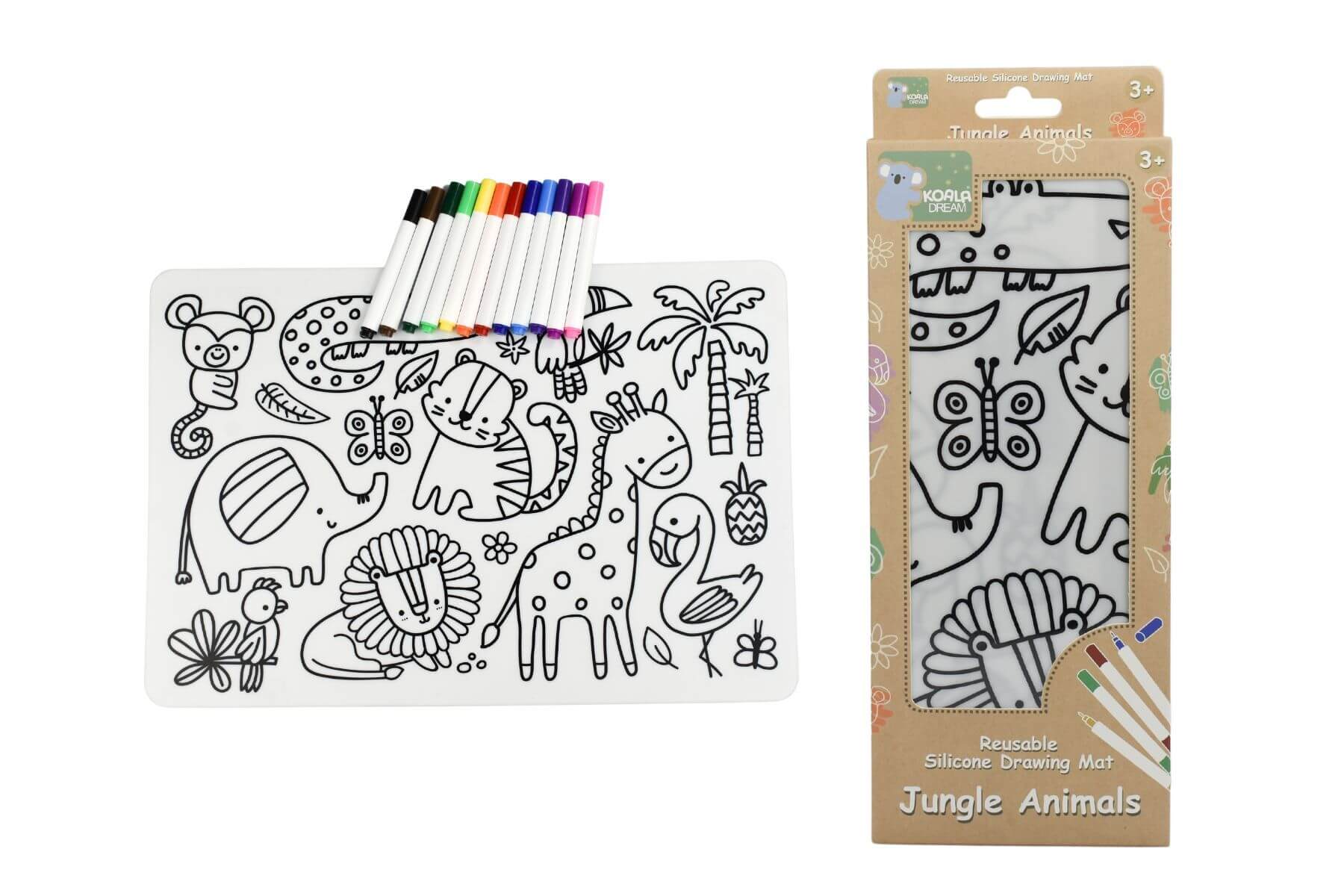 Reusable Silicone Drawing Mat | Jungle Animals