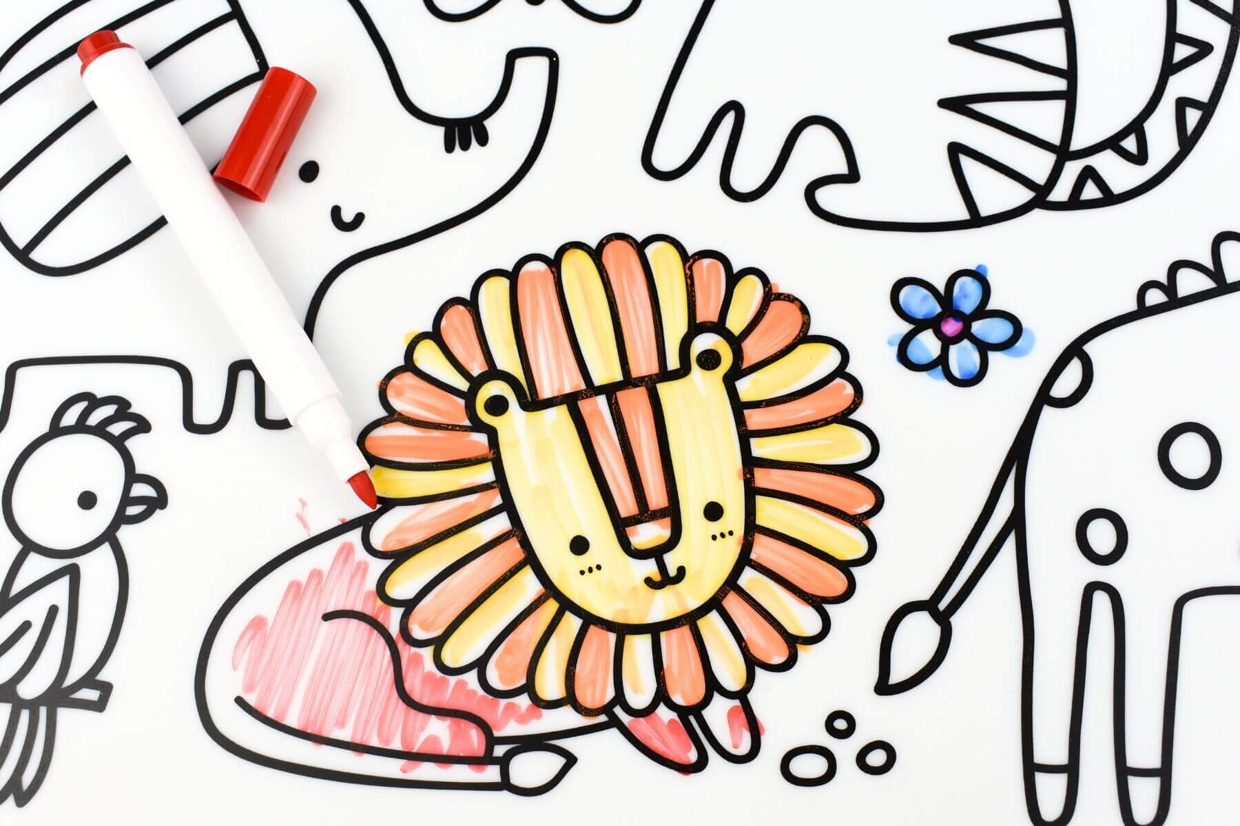 Reusable Silicone Drawing Mat | Jungle Animals