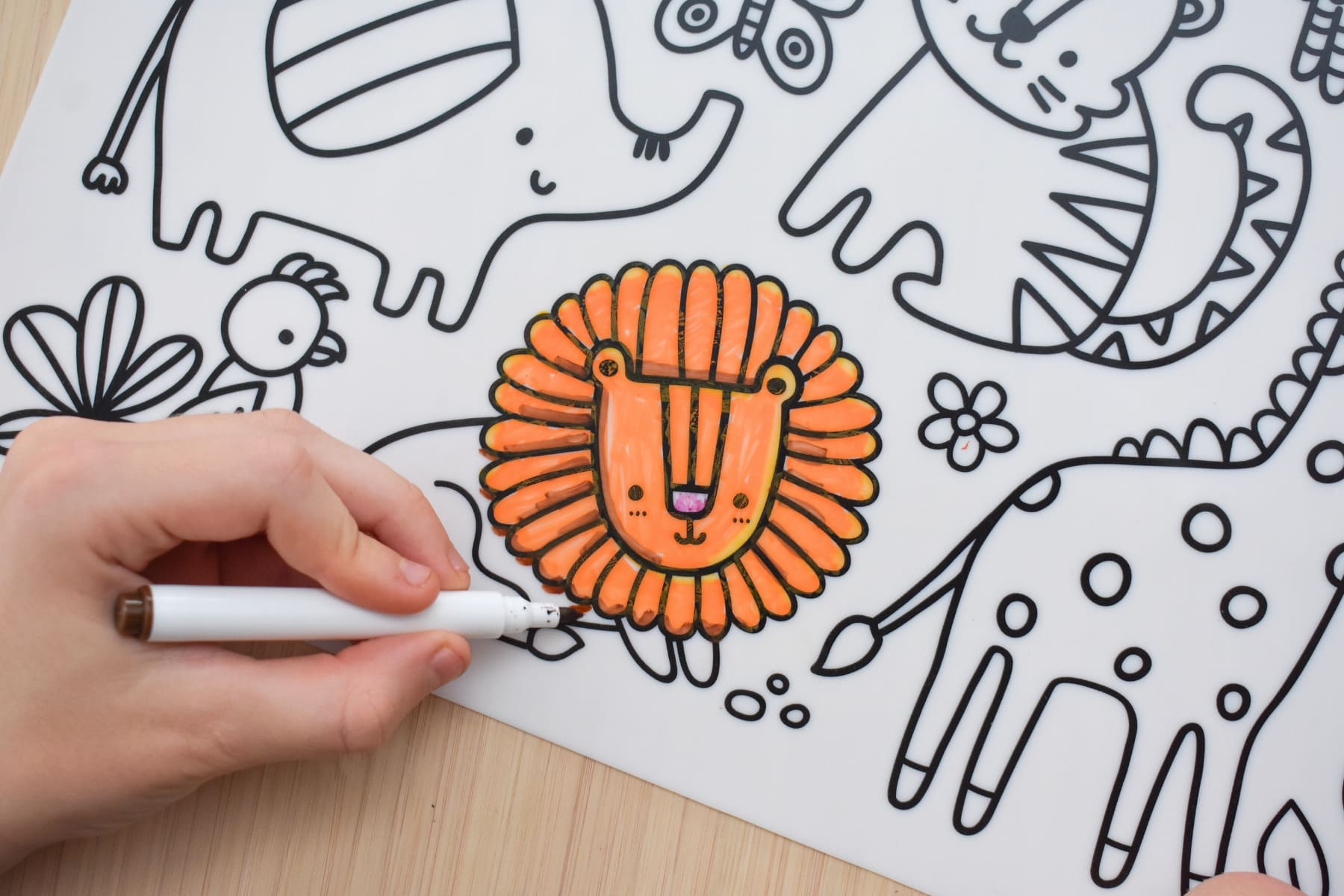 Reusable Silicone Drawing Mat | Jungle Animals