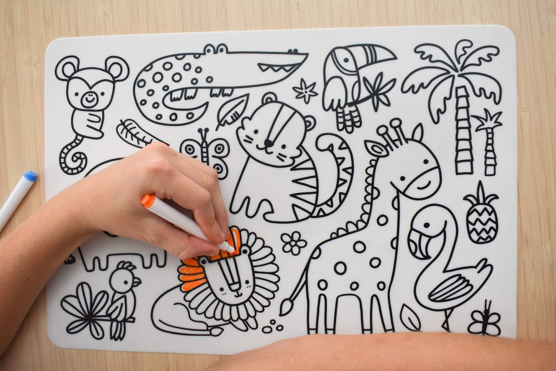 Reusable Silicone Drawing Mat | Jungle Animals