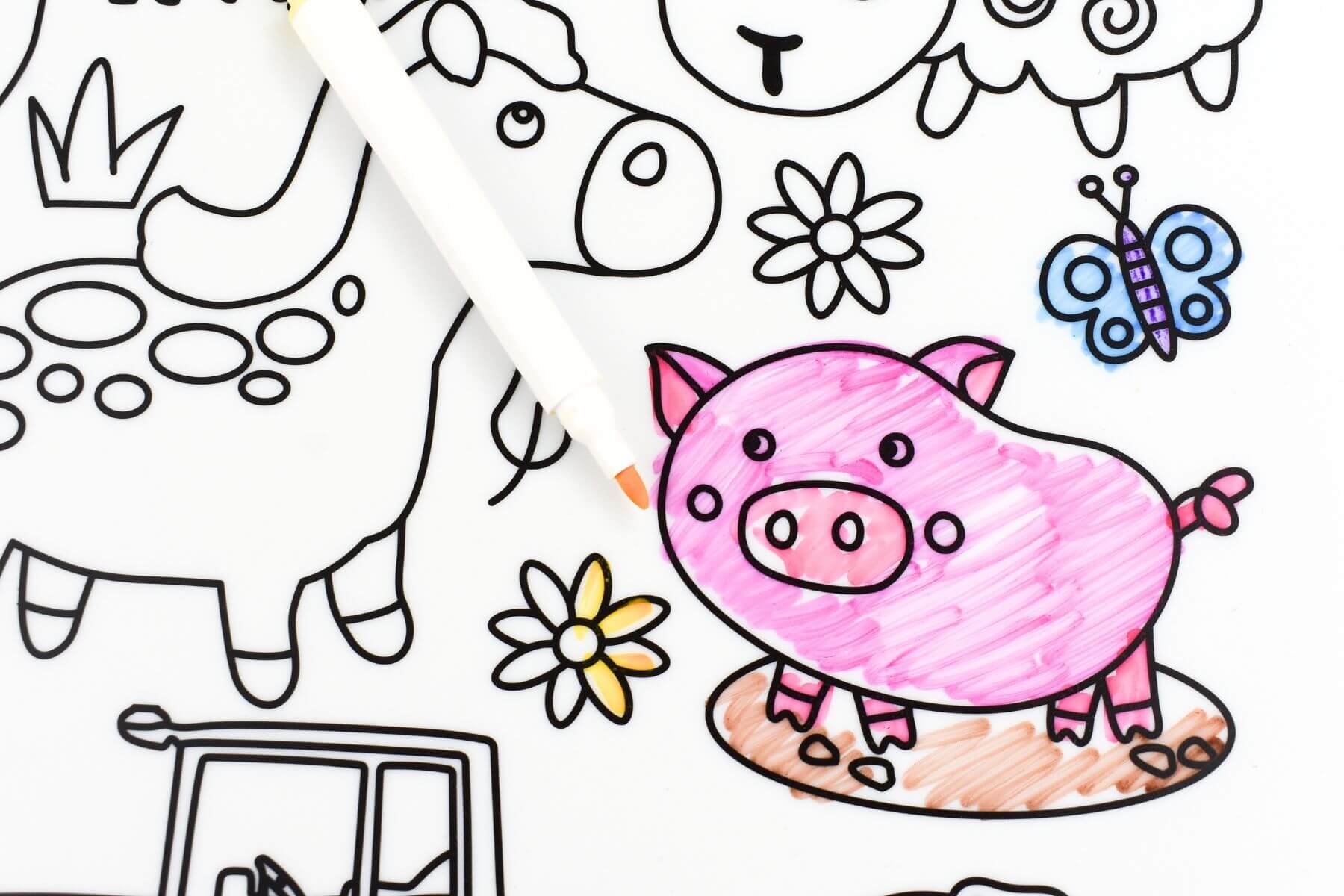Reusable Silicone Drawing Mat | Farm Animals