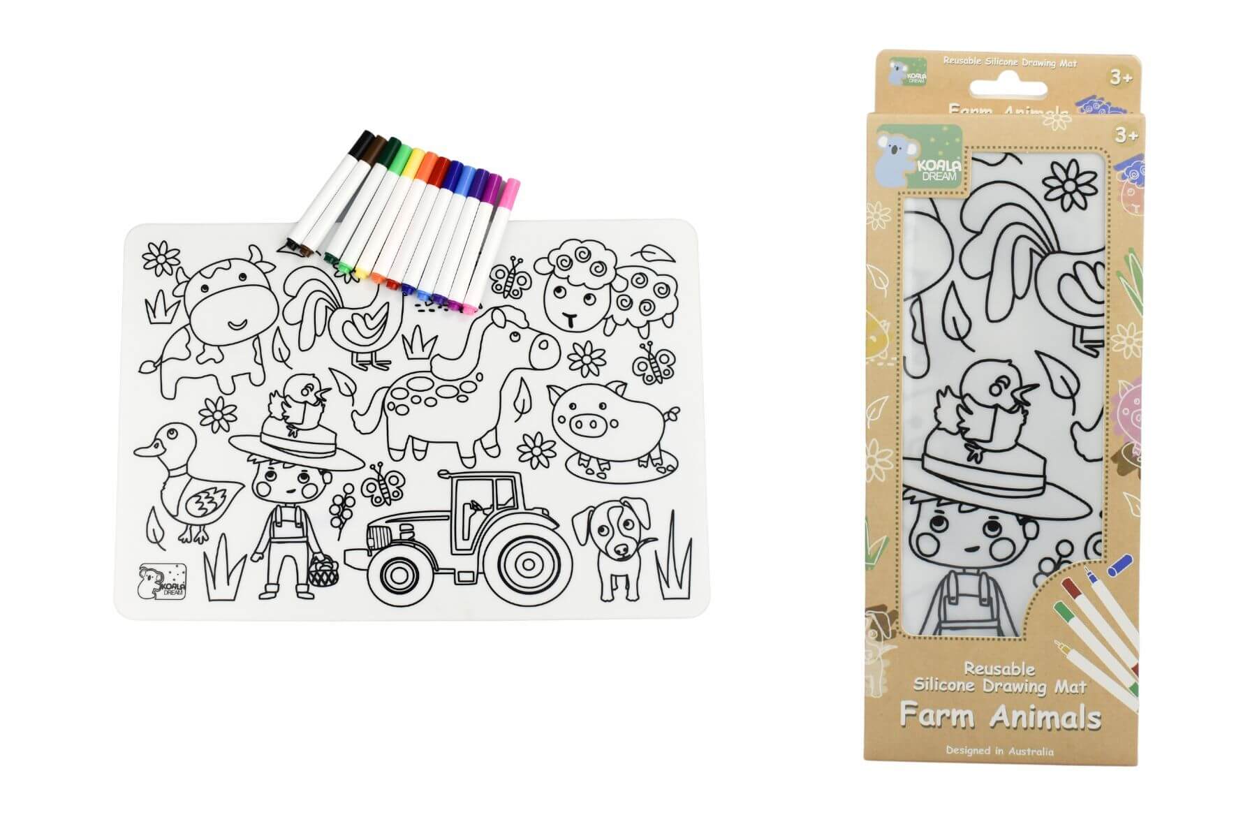 Reusable Silicone Drawing Mat | Farm Animals