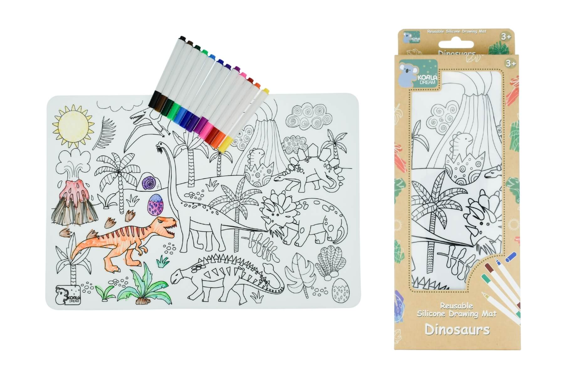 Reusable Silicone Drawing Mat | Dinosaurs