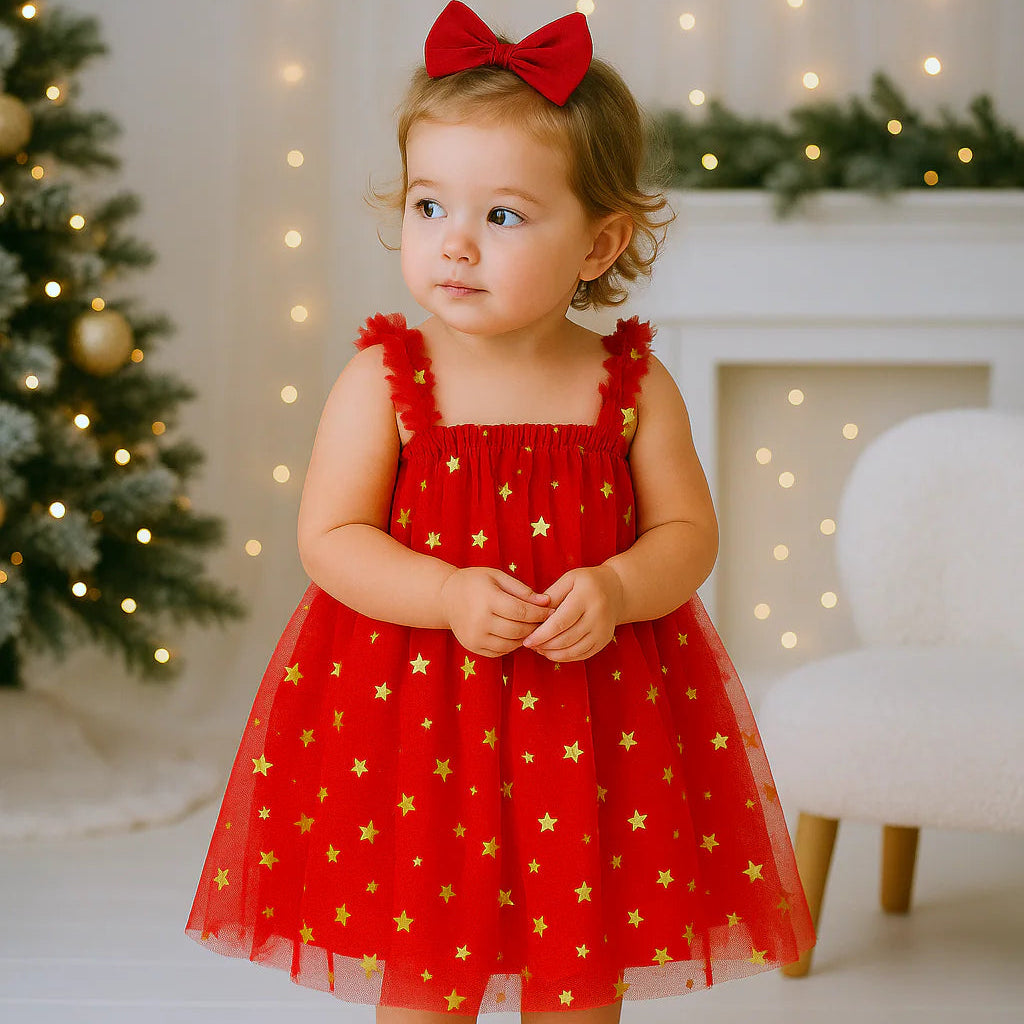 Confetti Kidz | Christmas Tulle Dress | Red Stars