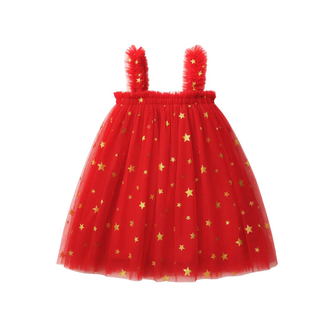 Confetti Kidz | Christmas Tulle Dress | Red Stars