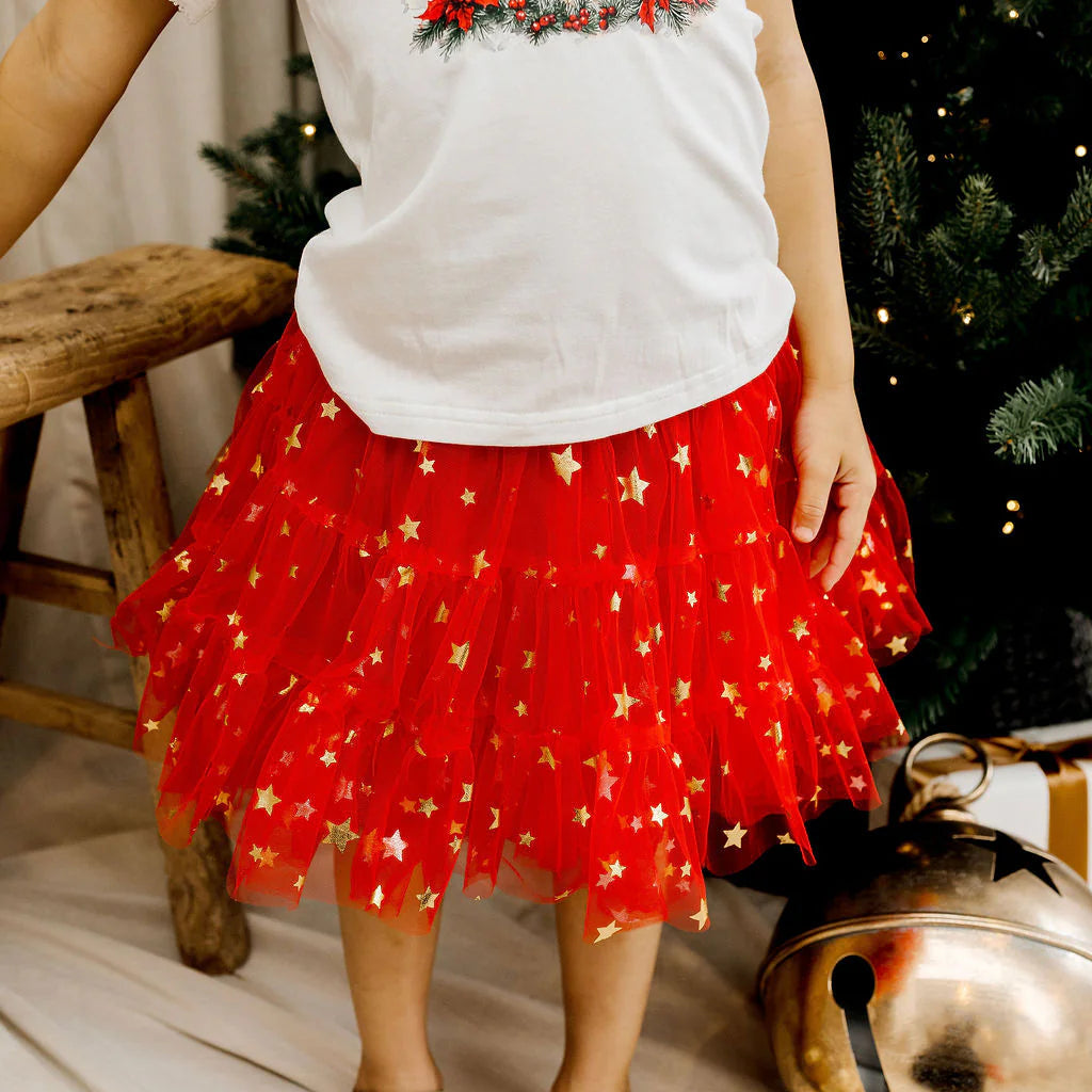 Confetti Kidz | Christmas Tulle Skirt | Red Stars