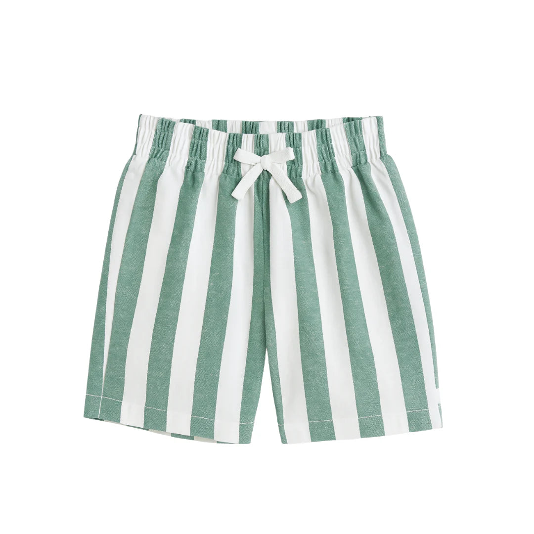 Confetti Kidz | Linen Shorts | Green Stripe