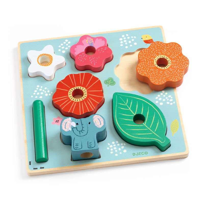 Djeco Flower Wooden Stacking Puzzle 7pc