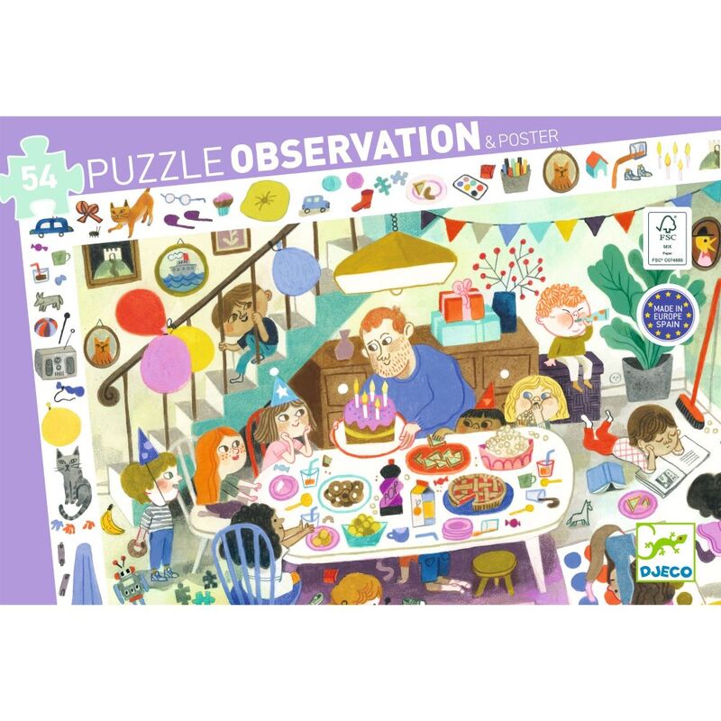 Djeco | Observation Puzzle | Birthday Party 54pc