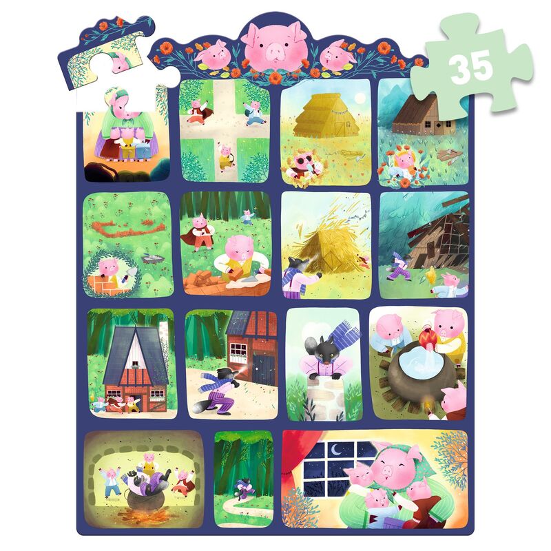 Djeco Three Little Pigs Story Puzzle 35pc