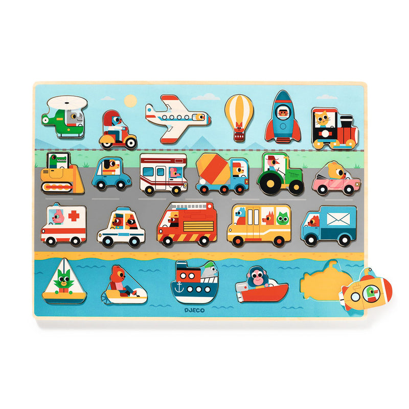 Djeco Wooden Transport Puzzle 22pc