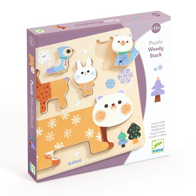 Djeco Woody Stack Animal Puzzle 5pc