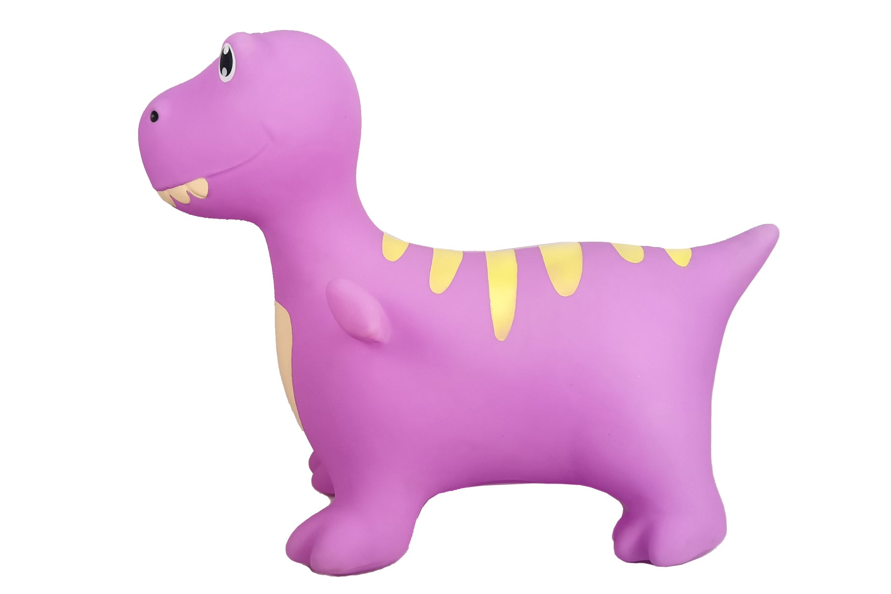 Bouncy Rider Periwinkle the T-Rex – Inflatable purple T-Rex ride-on by Kaper Kidz for toddlers (12 months+), with sturdy grip handles, hand pump included, supports up to 50 kg, and meets safety standards.