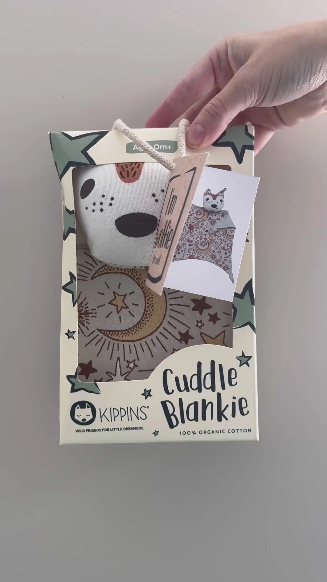 Kippins Organic Cotton Baby Comforter Wolfie