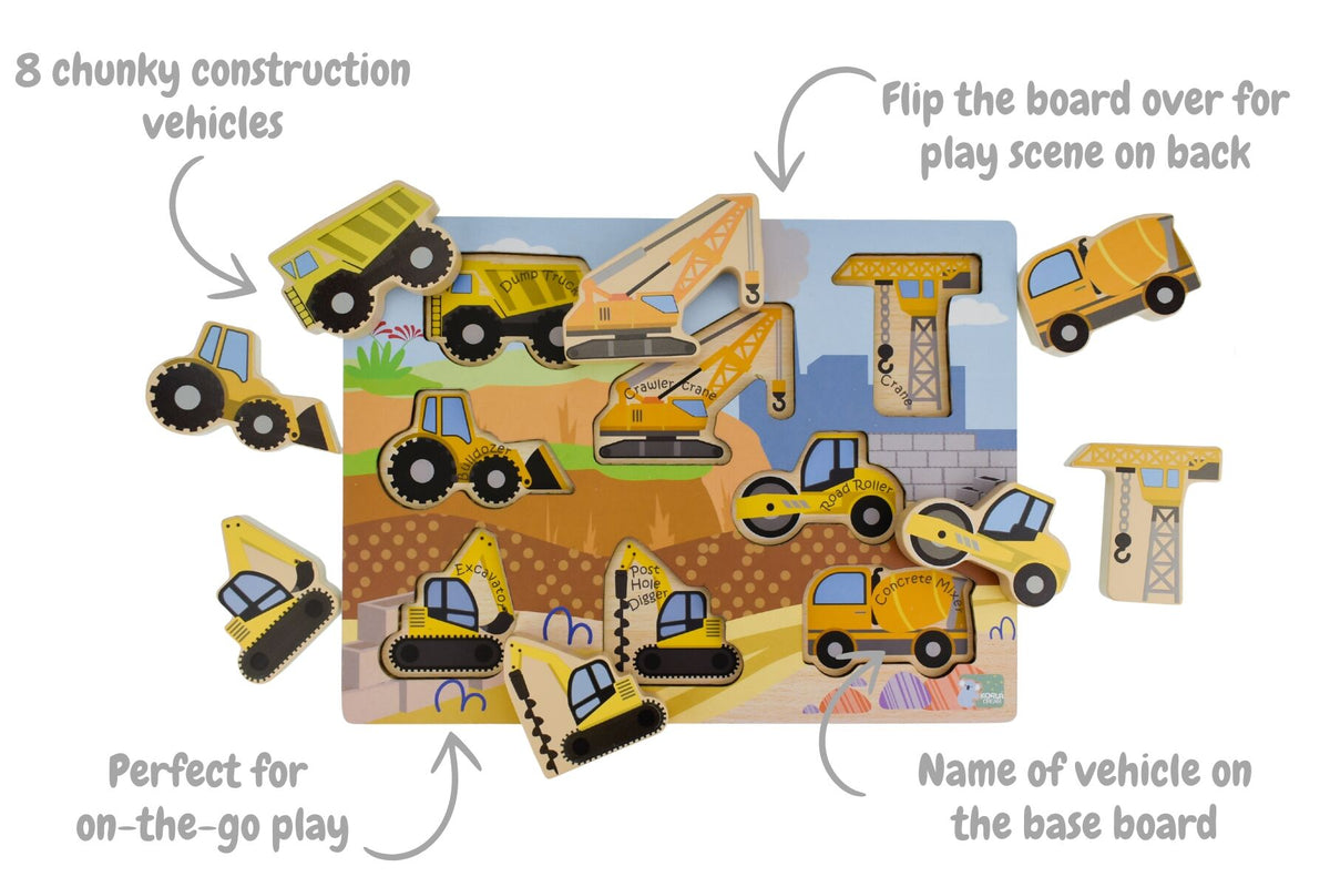 Koala Dream | Chunky Wooden Puzzle | Construction Vehicles
