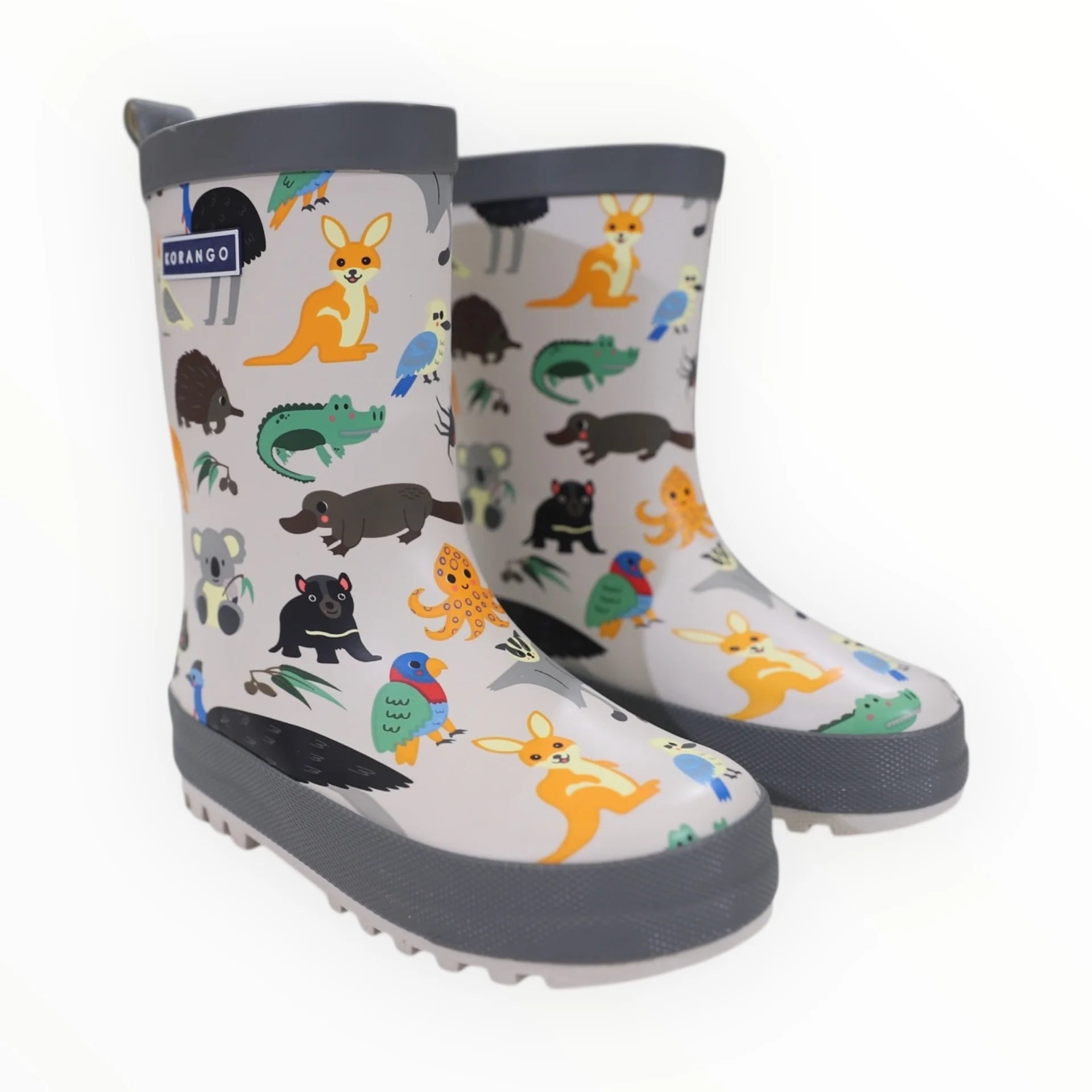Korango Gumboots | Grey Australian Animals