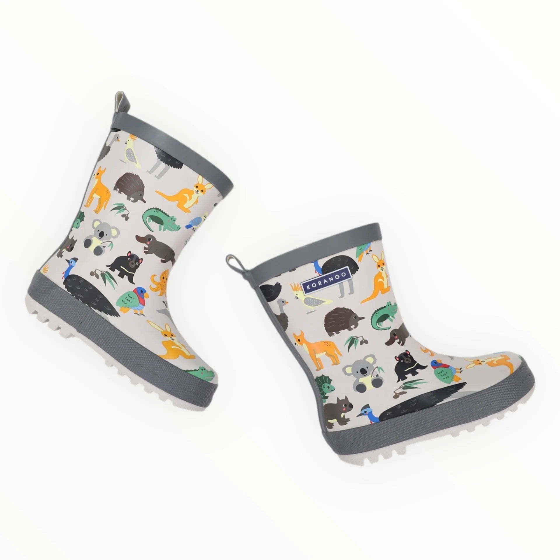 Korango Gumboots | Grey Australian Animals
