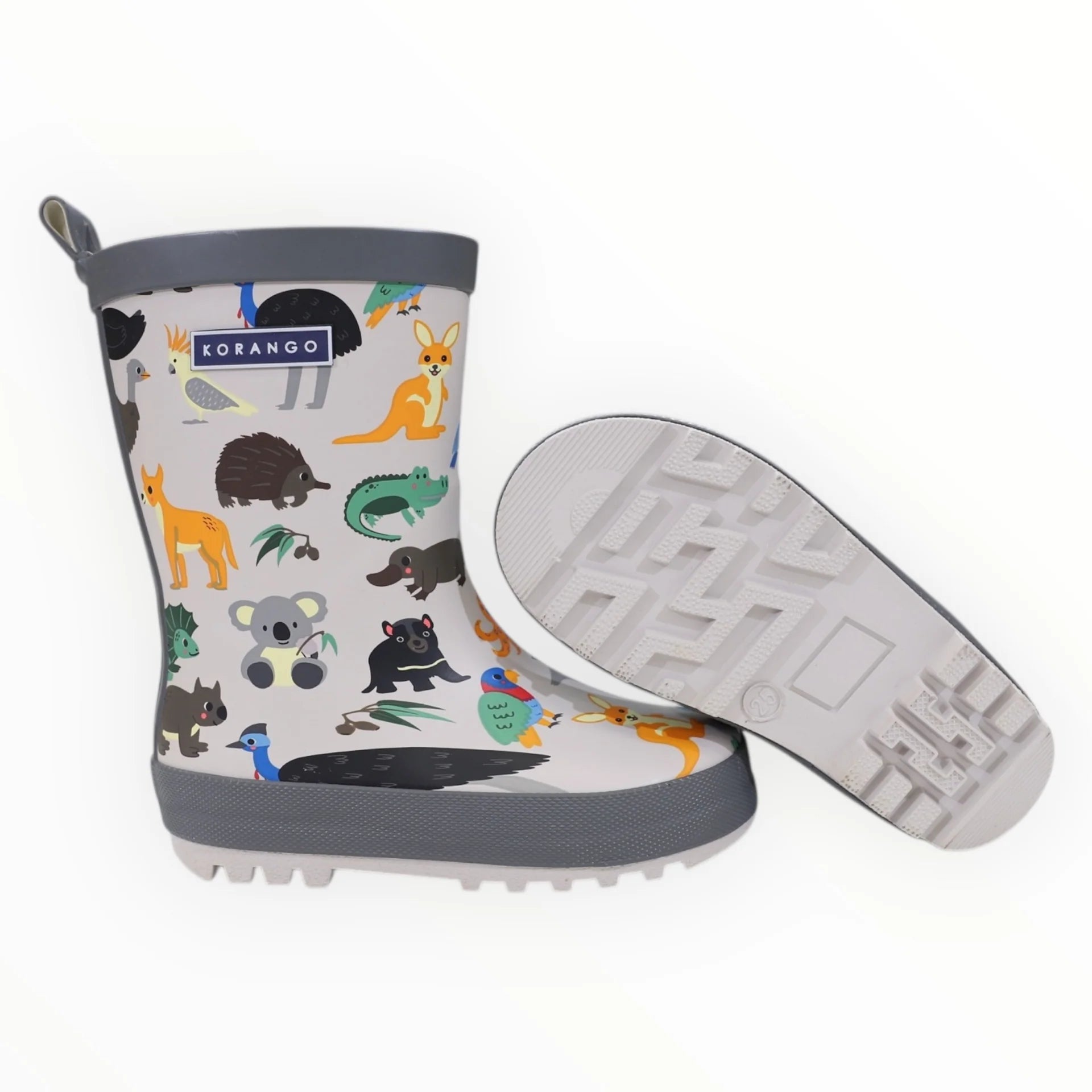 Korango Gumboots | Grey Australian Animals