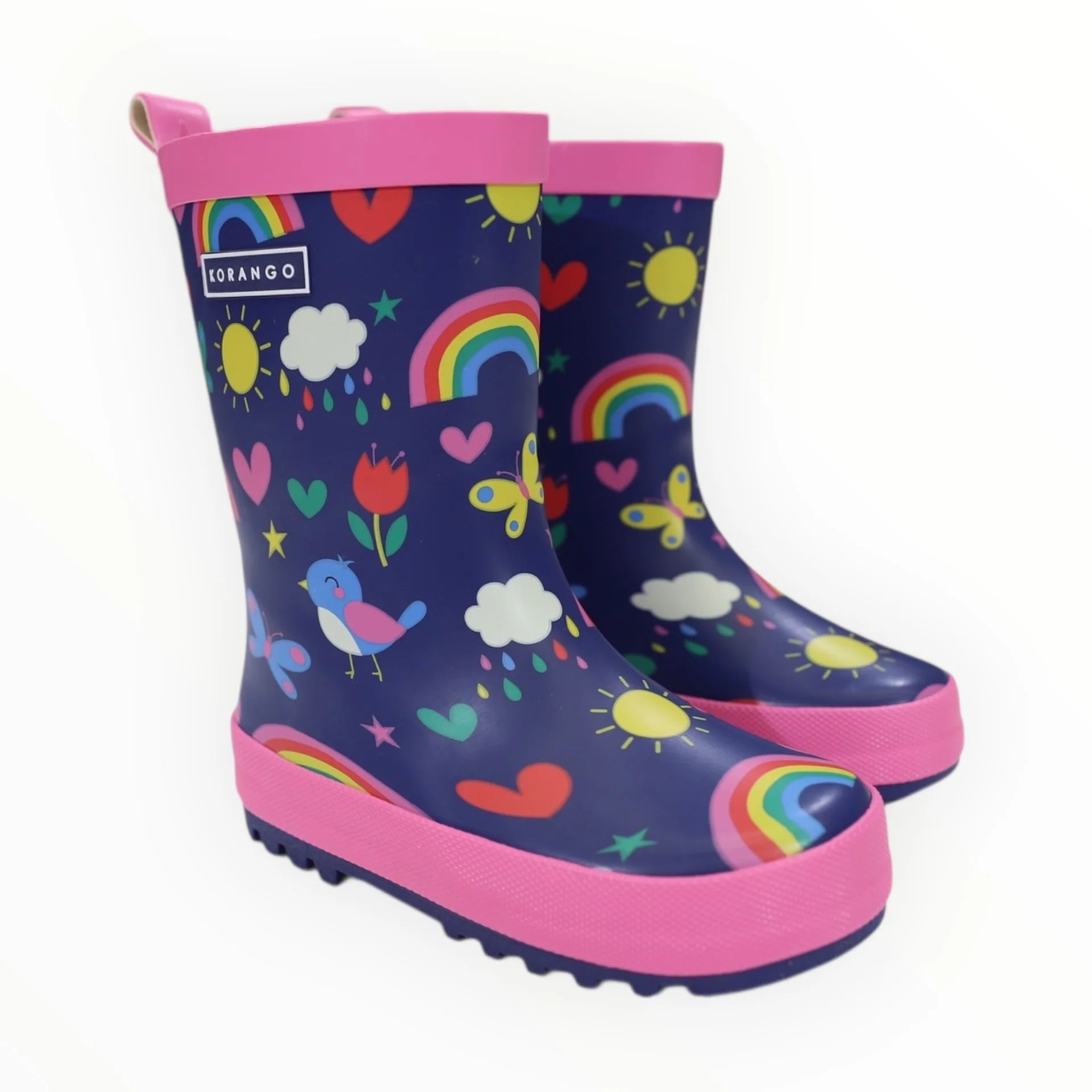 Korango Gumboots | Navy Spring Rainbow