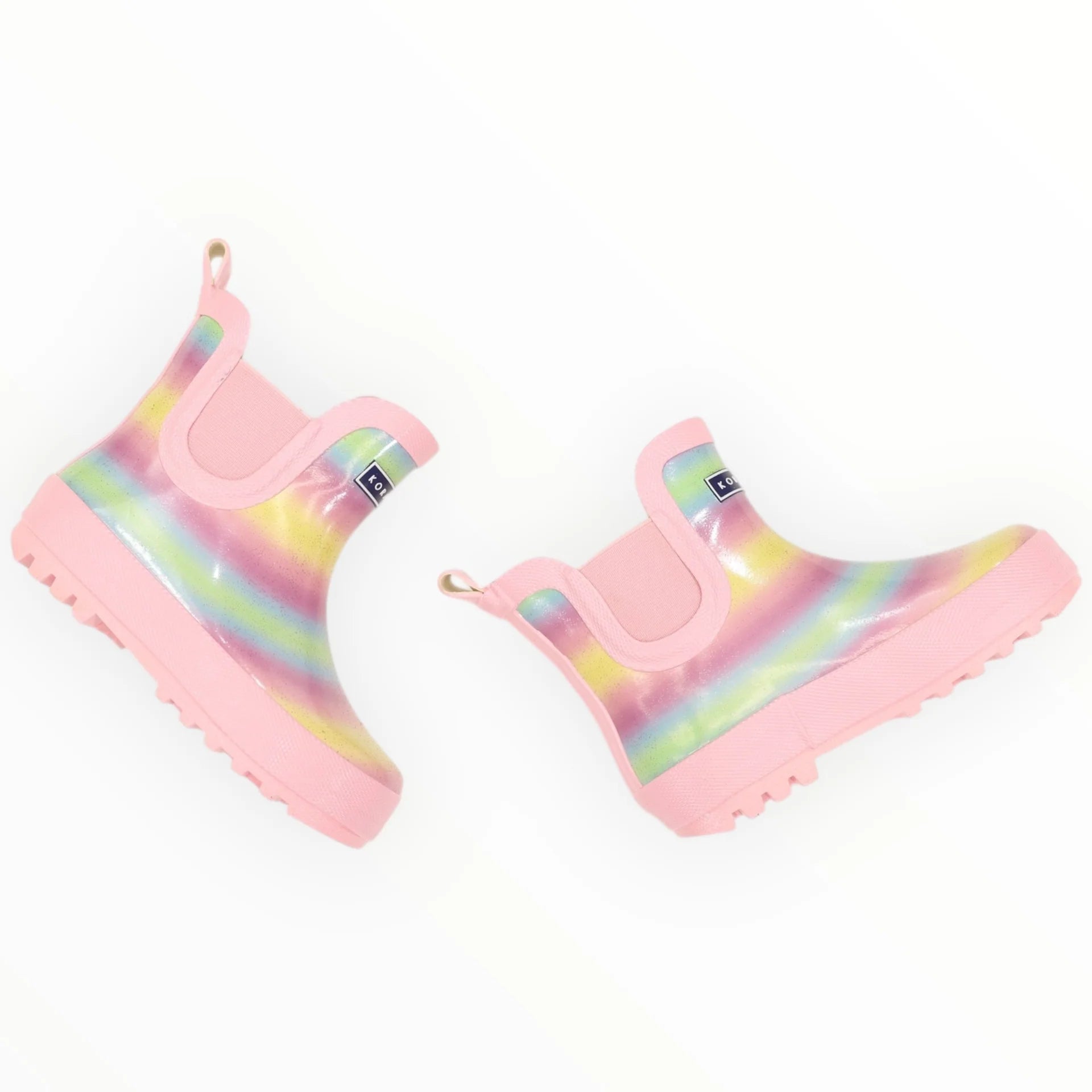 Korango Short Gumboots | Pink Glitter Rainbow