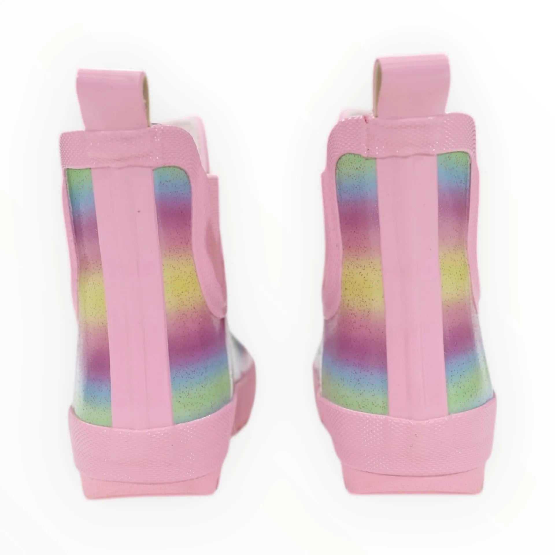 Korango Short Gumboots | Pink Glitter Rainbow
