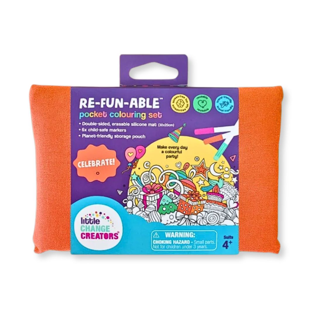 Little Change Creators | CELEBRATE! Reusable Pocket Colouring Set | Party Celebration