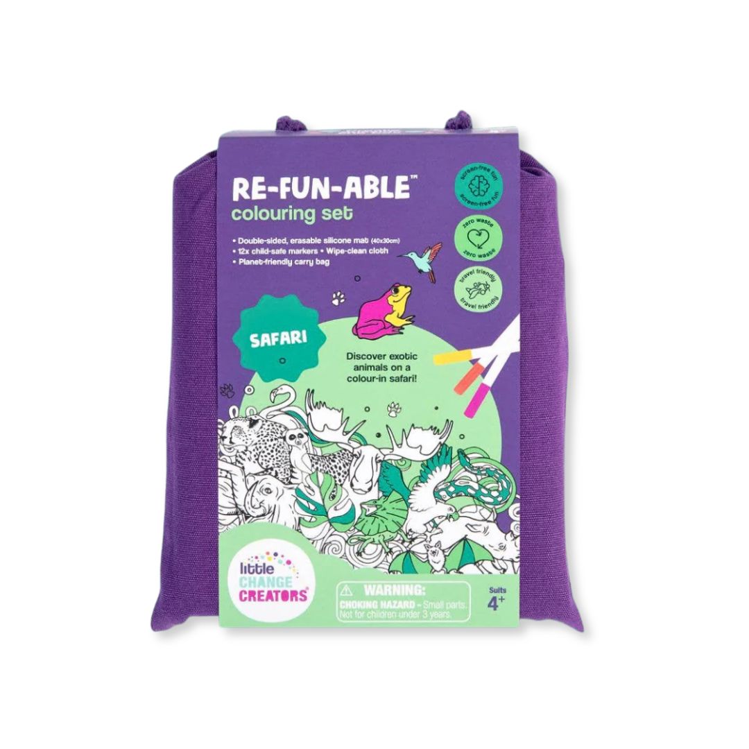 Little Change Creators | SAFARI | Re-FUN-able™ Reusable Colouring + Doodle Mat