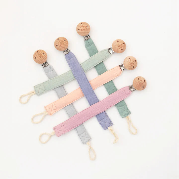 Living Textiles dummy chains – soft silicone pacifier clip with stainless steel chain and BPA-free bead accents for baby