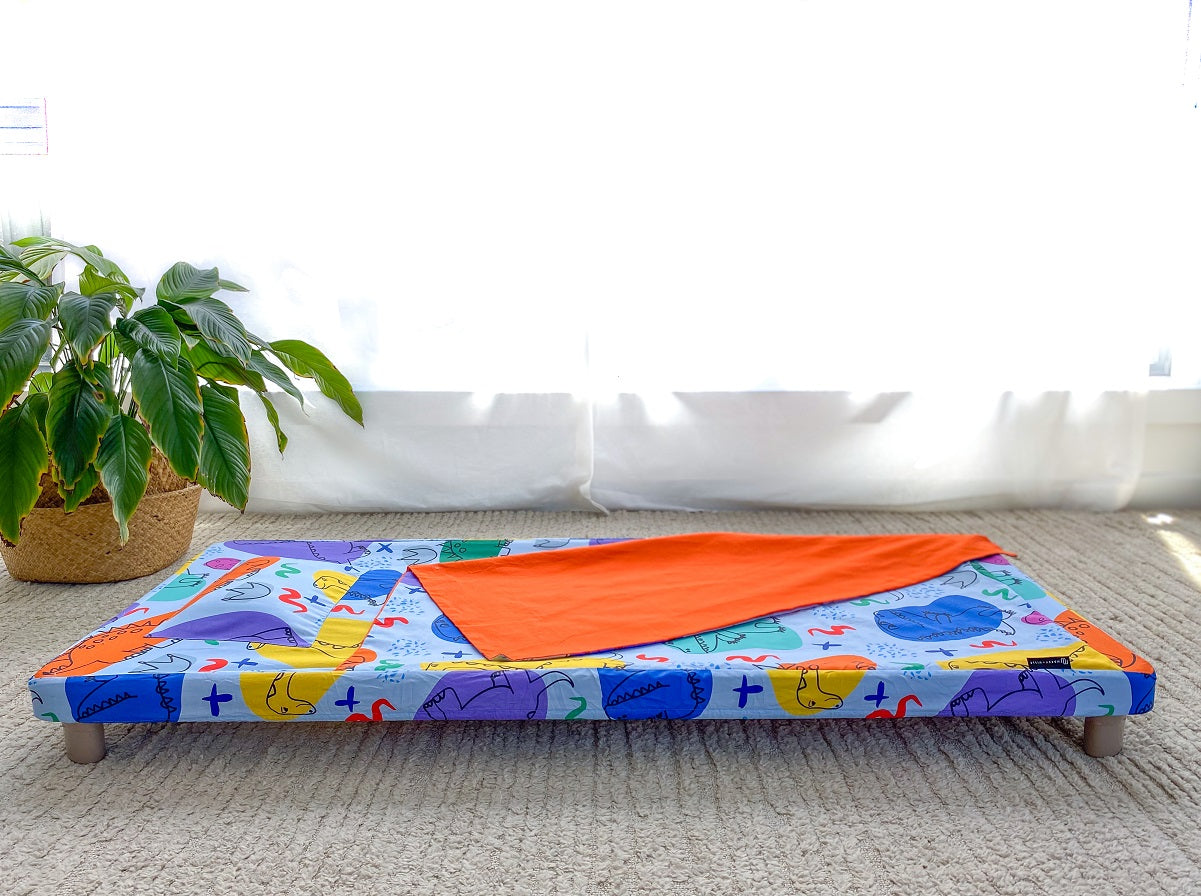 Morgy + Wills | Kids Stacker Bed Sheet Set | Friendly Dinosaur