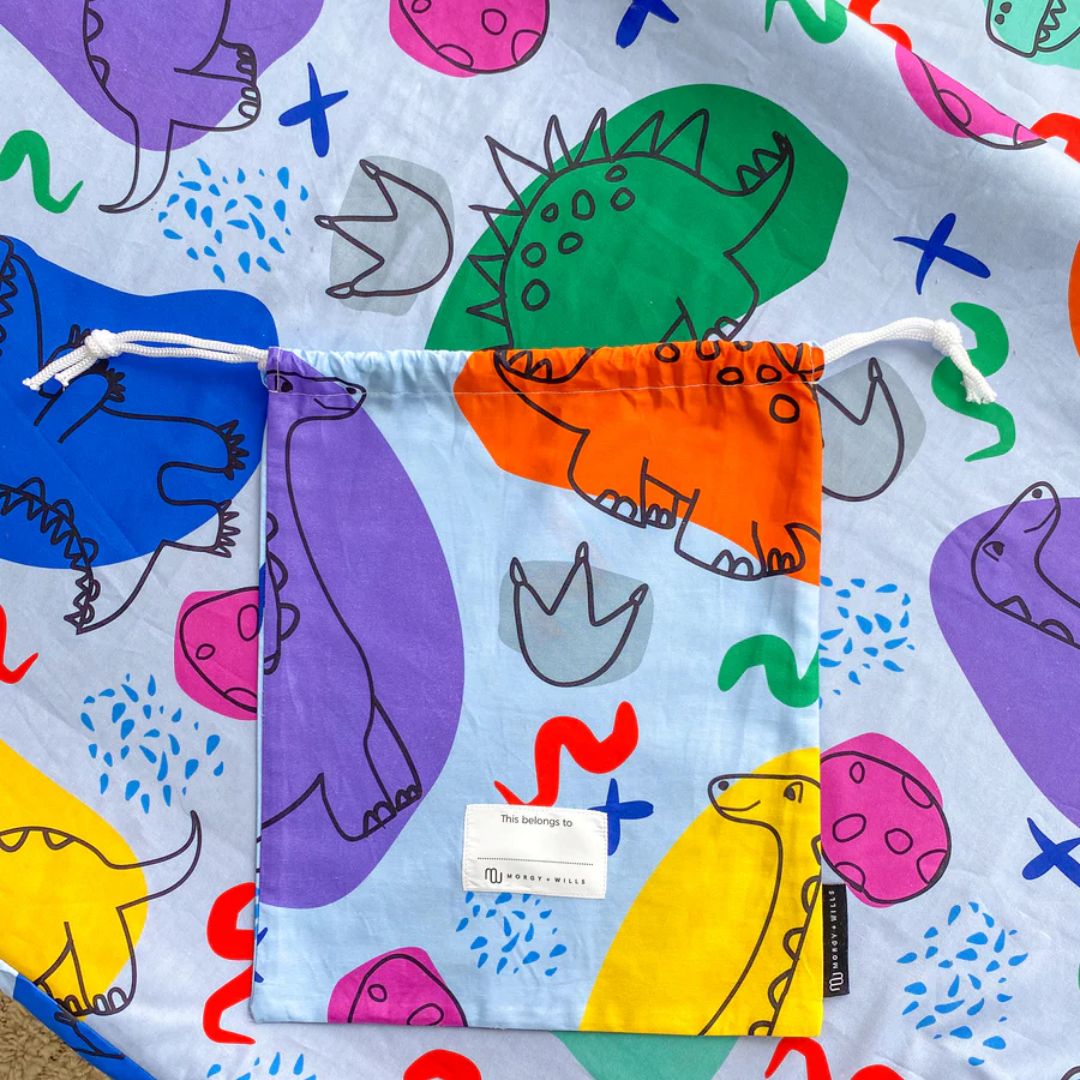 Morgy + Wills | Kids Stacker Bed Sheet Set | Friendly Dinosaur