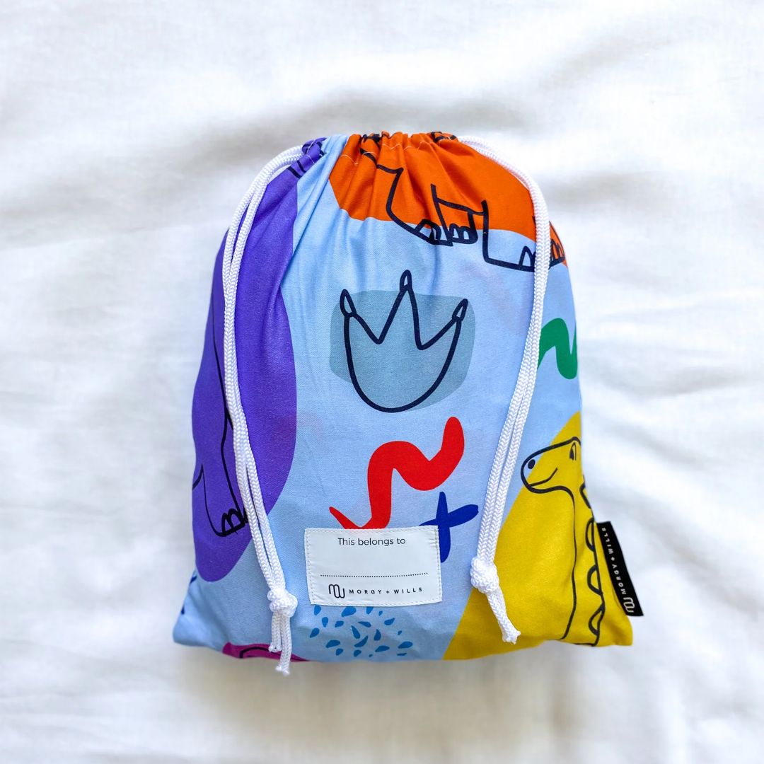Morgy + Wills | Kids Stacker Bed Sheet Set | Friendly Dinosaur