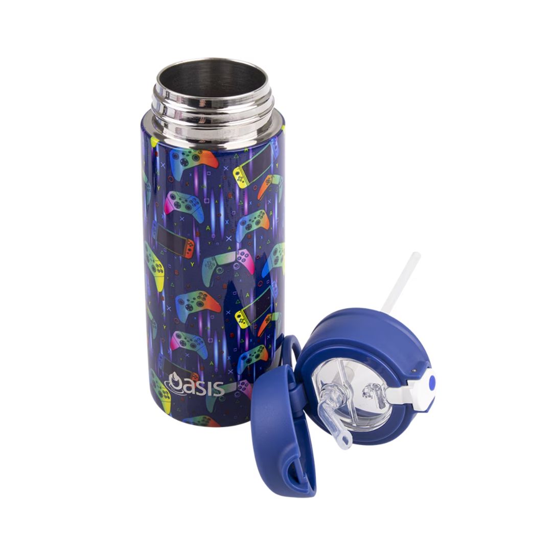 Oasis S/S Double Wall Insulated Kid's Drink Bottle w/ Sipper Straw 550ml | Gamer