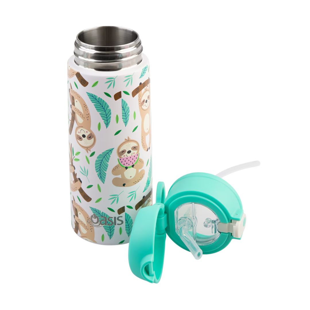 Oasis S/S Double Wall Insulated Kid's Drink Bottle w/ Sipper Straw 550ml | Sleepy Sloths