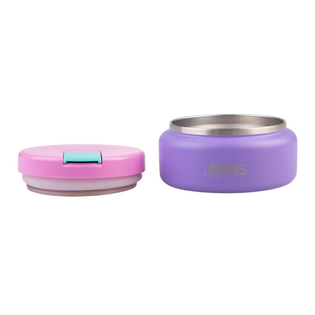 Oasis | Stainless Steel Double Wall Insulated Food Flask with Quick Release Lid - 230ml | Mermaid Purple
